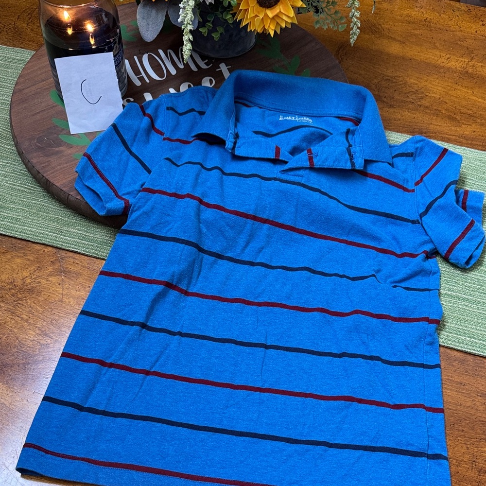 Basic Editions Kids Polo in Blue with Red stripes